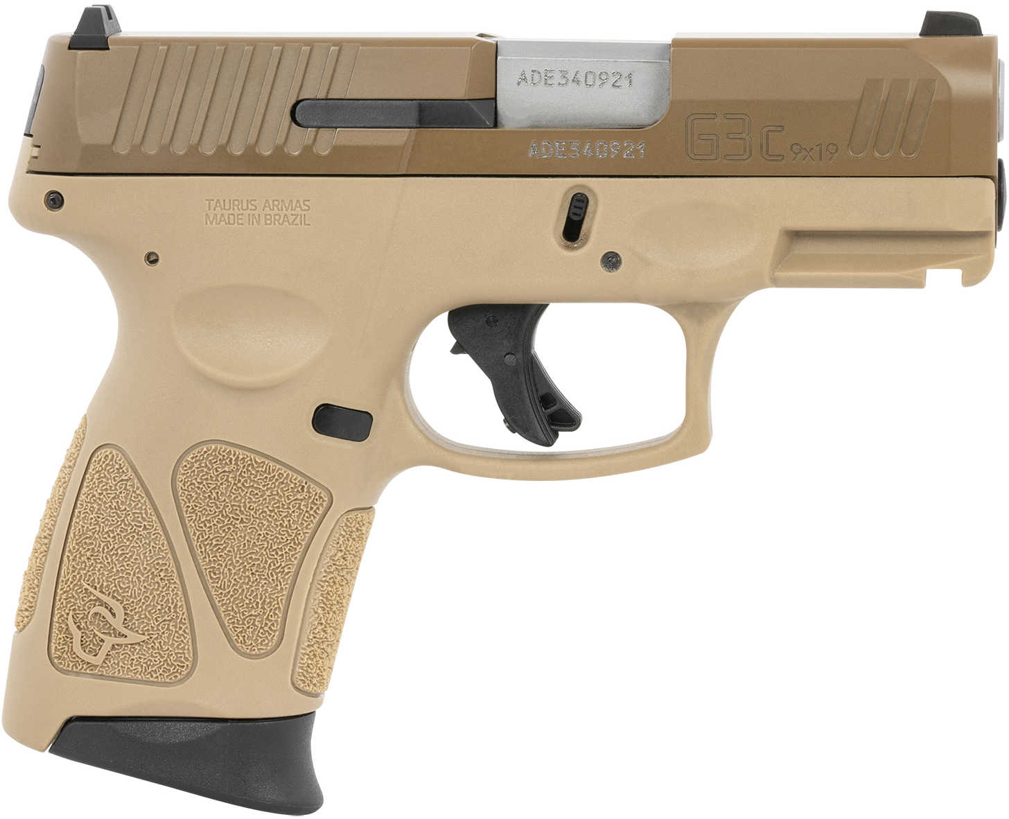 Taurus G3c Single Action Only Semi-Automatic Pistol 9mm Luger 3.2" Stainless Steel Barrel (3)-12Rd Magazine Fixed Front & Adjustable Rear Sights Coyote Cerakote Finish