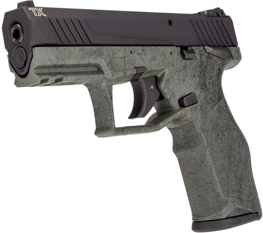 Taurus TX22 Striker Fired Semi-Automatic Pistol .22 Long Rifle 4.1" Barrel (2)-10Rd Magazines White Dot Adjustable Sights Black Slide OD Green With Splatter Polymer Finish