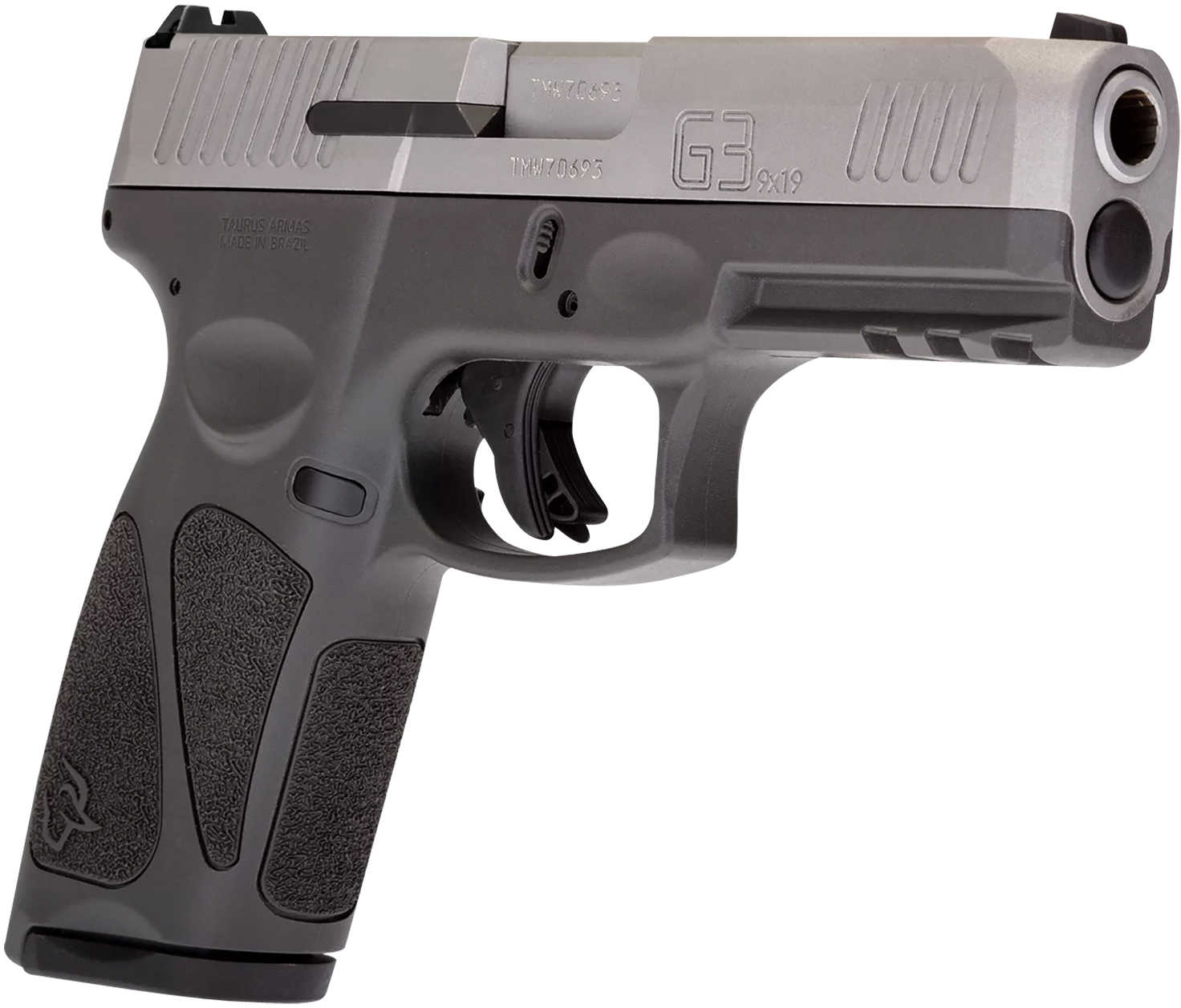 Taurus G3 Single Action Only Semi-Automatic Pistol 9mm Luger 4" Barrel (1)-15Rd & (1)-17Rd Magazines Fixed Front, Adjustable Rear Sights Serrated Matte Stainless Steel Slide Gray Polymer Finish