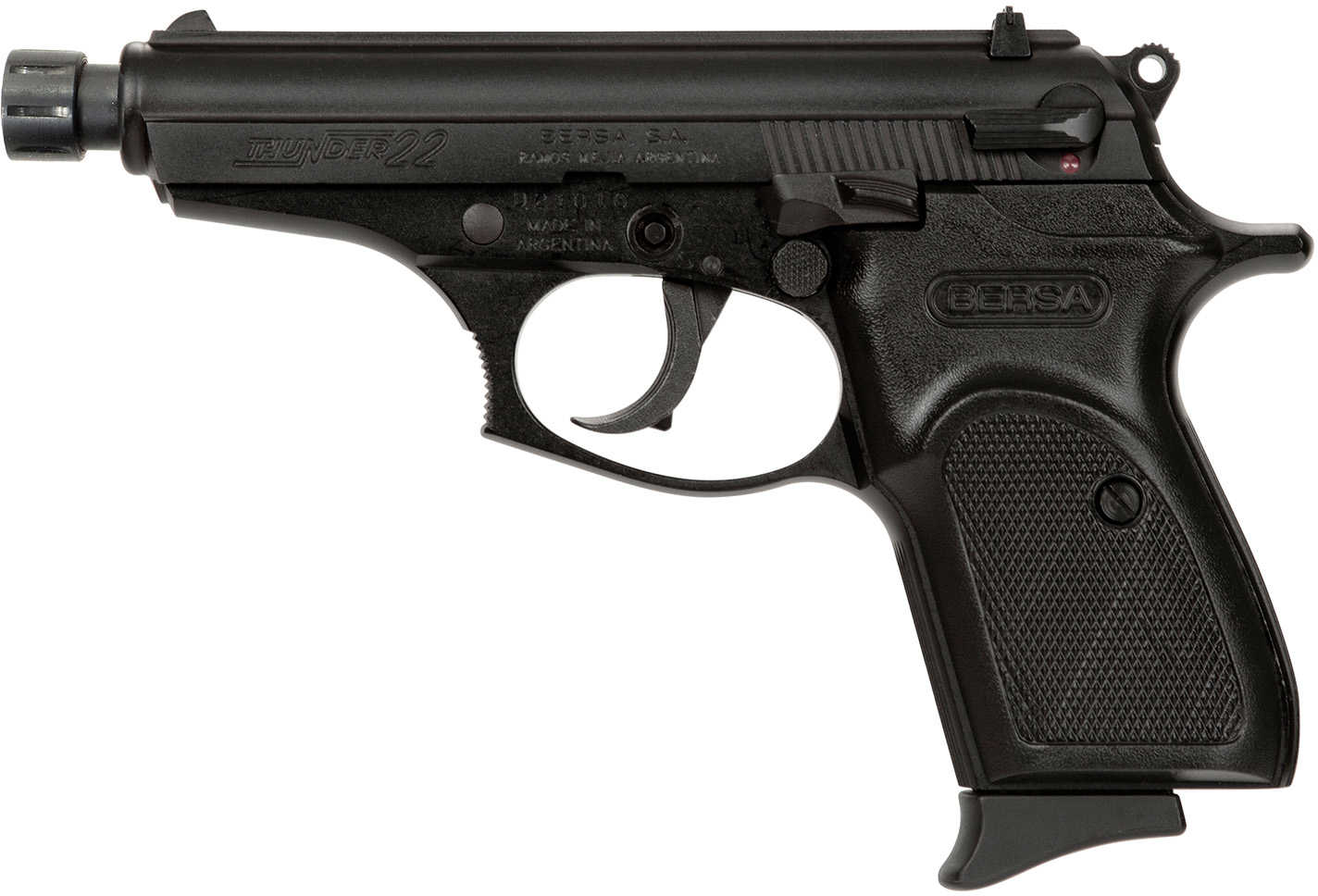 Bersa T22MX Thunder Semi-Auto Rimfire Pistol 22LR 3.5" Barrel (1)-10Rd Mag Black Polymer Finish