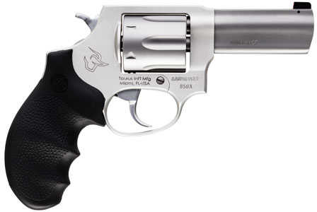 Taurus 856 Ultra-Lite Defender38 Special +P 3" Barrel 6 Shot Matte Finish Stainless Steel Finger Grooved Black Hogue Rubber Grip & Night Front Sight