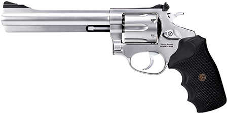 Rossi RM66 Revolver 357 Mag 6 Shot 6" Satin Stainless Steel Barrel, Cylinder & Frame Black Checkered Rubber Grip