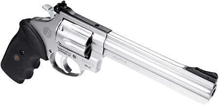 Rossi RM66 Revolver 357 Mag 6 Shot 6" Satin Stainless Steel Barrel, Cylinder & Frame Black Checkered Rubber Grip