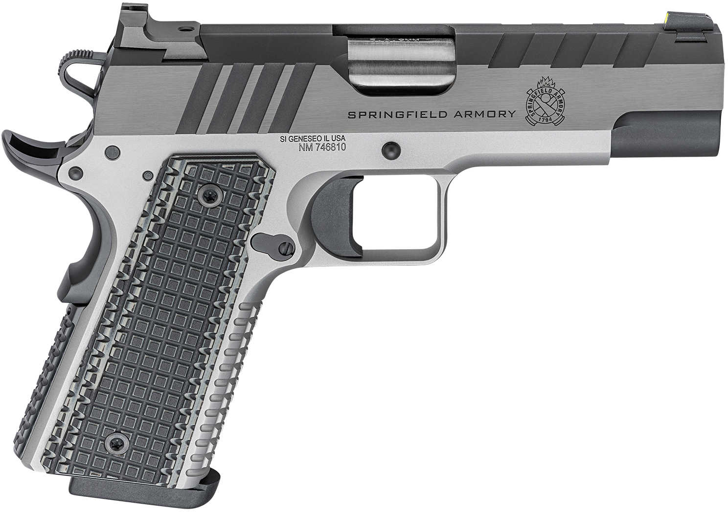 Springfield Armory 1911 Emissary Semi-Automatic Pistol 9mm Luger 4.25" Barrel (1)-9Rd Magazine VZ, Thin-Line G10 Grips Blue Carbon Slide Stainless Finish