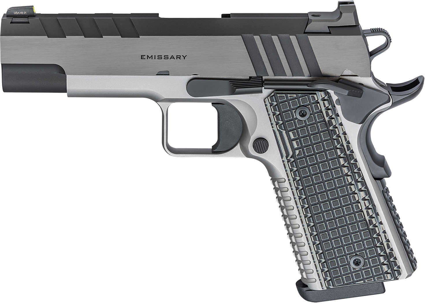 Springfield Armory 1911 Emissary Semi-Automatic Pistol 9mm Luger 4.25" Barrel (1)-9Rd Magazine VZ, Thin-Line G10 Grips Blue Carbon Slide Stainless Finish