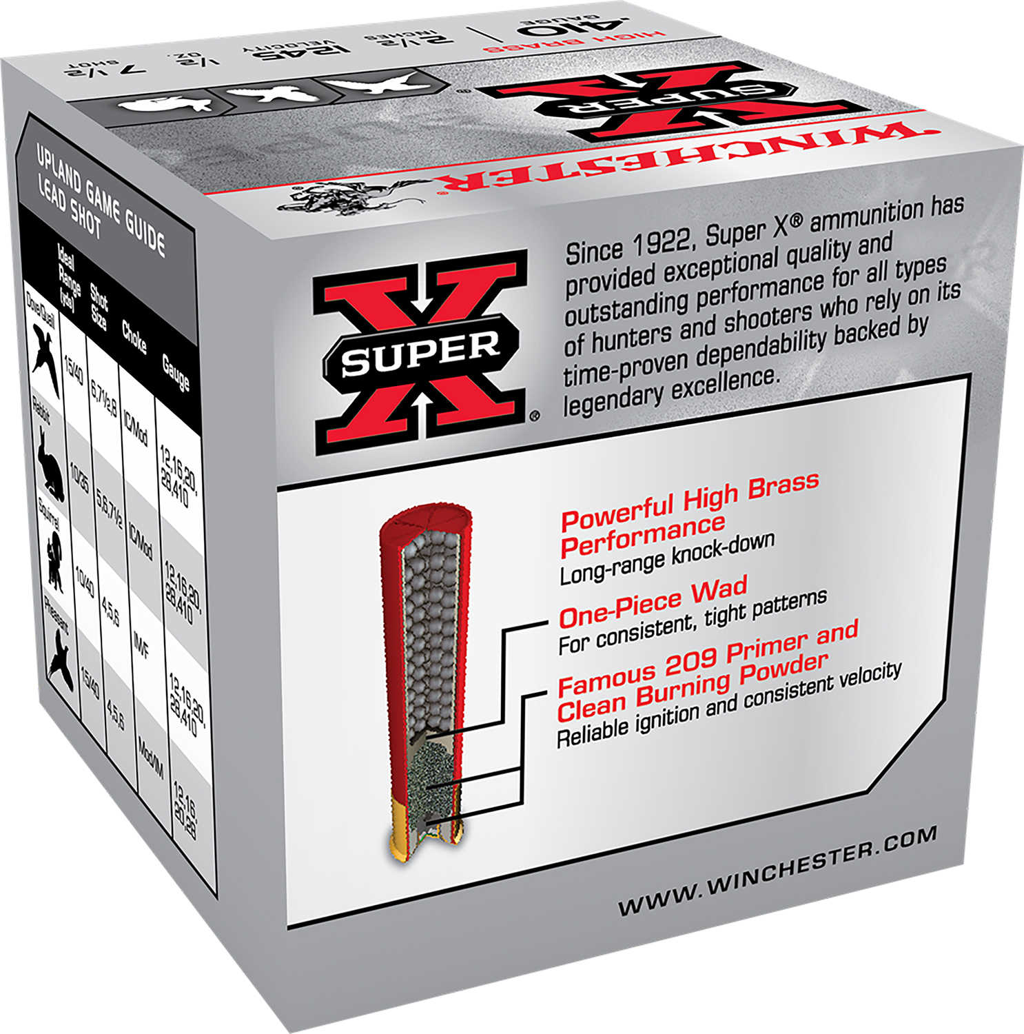 Winchester Super X Heavy Game Load High Brass 410 Gauge 2.50" 1/2 oz 1245 fps 7.5 Shot Ammo 25 Round Box