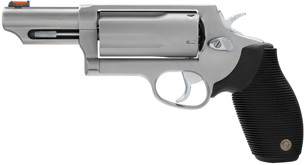 Taurus Judge Magnum Revolver 45 Colt / 410 Gauge 5 Round 3" Barrel Fiber Optic Front Sight Matte Stainless Steel Finish Black Ribber Grip