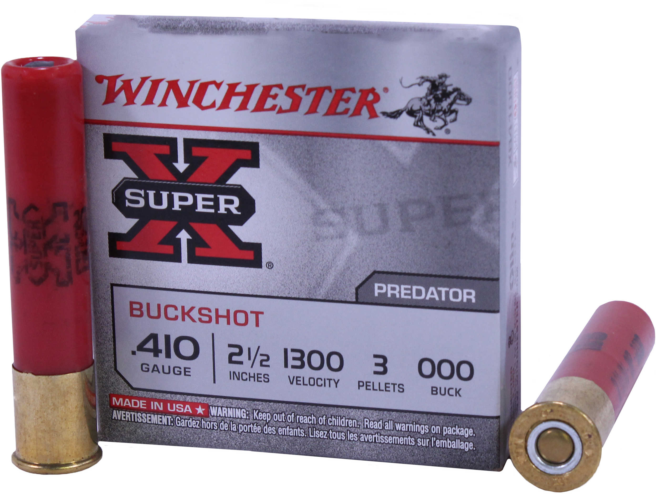 Winchester Ammunition Super X 410 Gauge 2 5 Buckshot 3 Pellets 5 Round Box Xb41000 66070