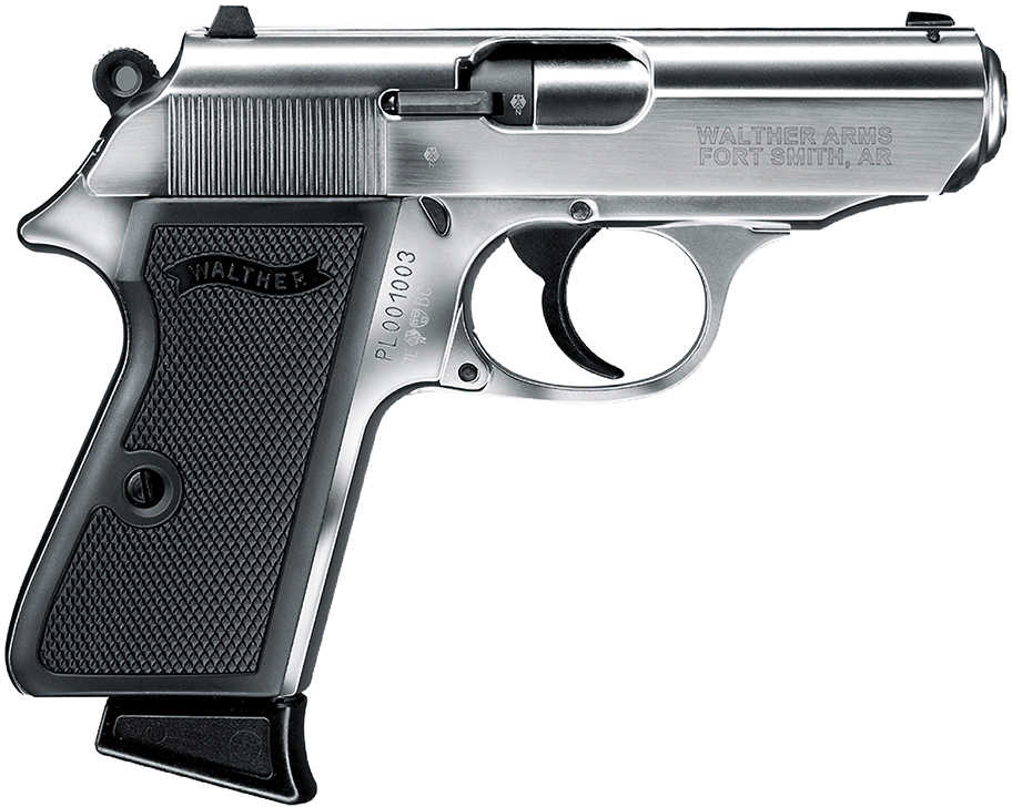Walther PPK/S Semi-Automatic Pistol 22 LR 3.35" Barrel 10 Rounds Fixed Sights Nickel Plated Finish Black Grips