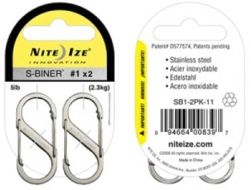Nite Ize S-Biner Size #1 Stainless (Per 2) SB1-2PK-11