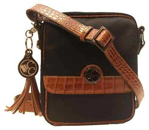 Concealed Carrie Microfiber Brown Crocodile Crossbody Compact