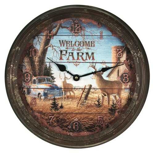 Rivers Edge Products Deer Nostalgic Metal Clock 15"