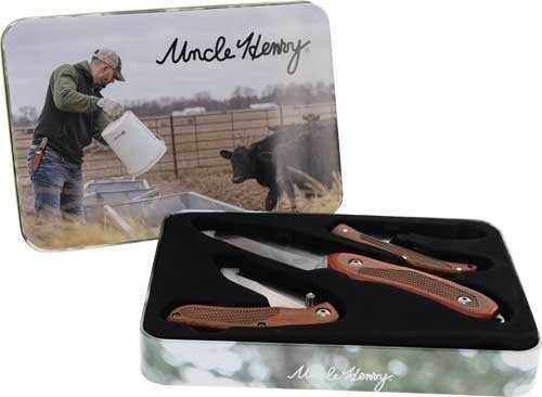 Uncle Henry Knife Pakka Wood 3pc Set With Gift Tin Promo