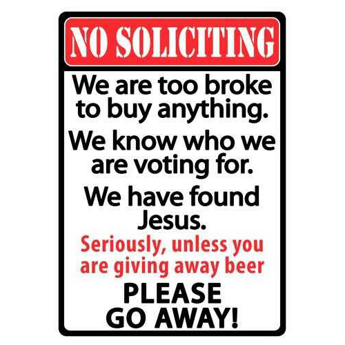 Rivers Edge Products Sign 12"X17" "No SOLICITING"