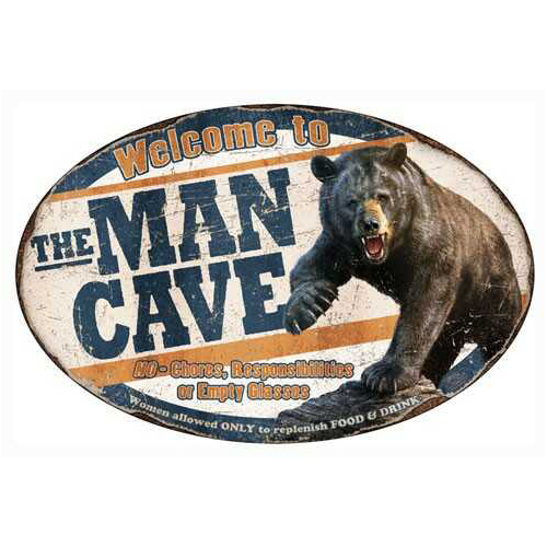 Rivers Edge Products Man Cave Bear Tin Sign