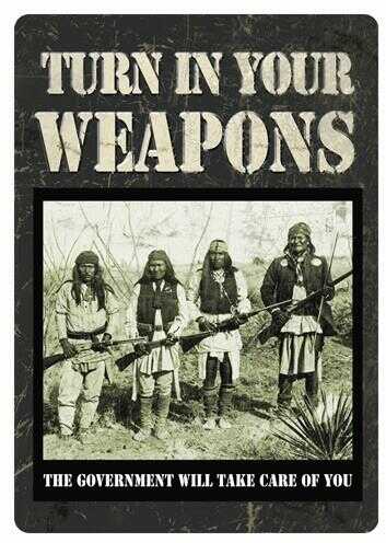 Rivers Edge Products Tin Sign 12"X17" "Turn In Your Weapons"