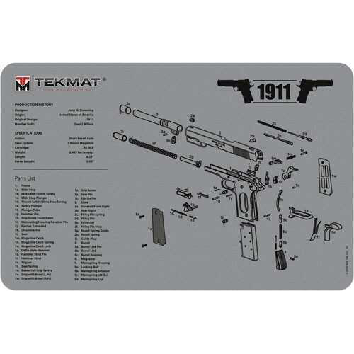 Armorers Bench Mat 11"X17" 1911 Pistol Grey Md: 17-1911-GY