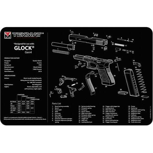 TekMat Pistol Mat For Glock Gen 4 11"x17" Black Finish 17-GLOCK-G4-img-0