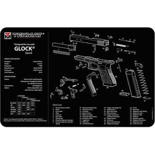 TekMat Pistol Mat For Glock Gen 4 11"x17" Black Finish 17-GLOCK-G4