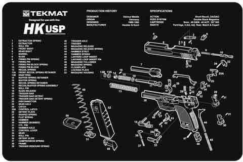 TekMat Armorers Bench Mat 11"X17" Heckler & Koch USP