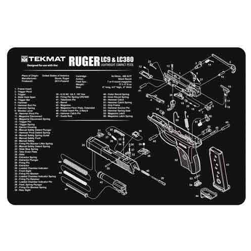 TekMat Armorers Bench Mat Ruger LC9, 11x17 Inches Md: 17-RUGERLC9