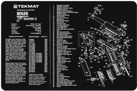TekMat Armorers Bench Mat 11"X17" Ruger Mark II Pistol