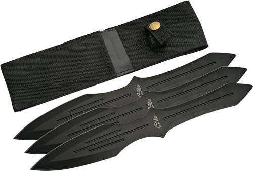 SZCO Rite Edge 9.75" Throwing Knife Black 3Pc Set W/Sheath