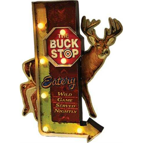 Rivers Edge Products "Buck Stop Eatery" LED Metal Sign15”w x 18.625”h Md: 2233