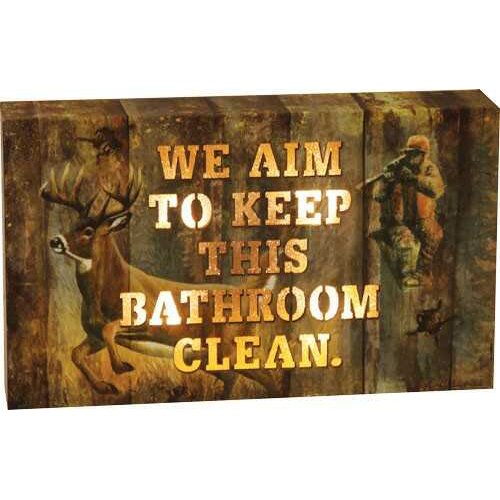 Rivers Edge Led Sign Box, 8x5 Inches "We Aim To Keep This Bathroom Clean" Md: 2372Z