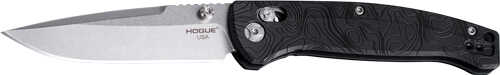 Hogue 24457 Mysto 3.40" Folding Clip Point Plain Black Stonewashed CPM MagnaCut Steel Blade, Maple Valley Richlite Black