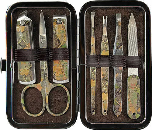 Click to see larger image. Rivers Edge Mens 7-Piece Manicure Set Green Camo