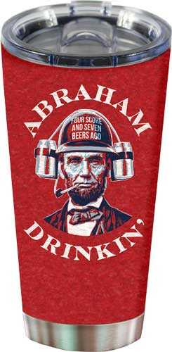 Rivers Edge 20oz Tumbler With Lid Abraham Drinkin' Red/ss