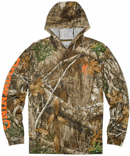 Browning Hooded L-sleeve Tech T-shirt Realtree Edge Large