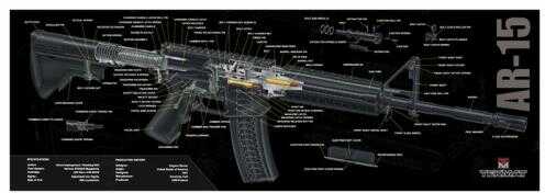 TekMat Armorers Bench Mat 12"X36" AR-15 Cut Away Black