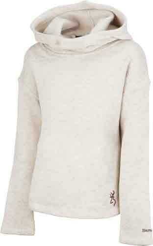 Browning Youth Hooded Sweater Heather With Buck Mark Logo, Oatmeal, Medium Md: A000004910103