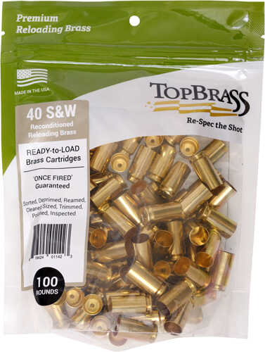 Top Brass Once Fired Unprimed .40SW 100CT Pouch