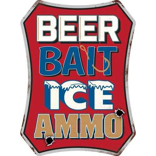 Open Road Brands Die Cut EMB Tin Sign Beer,Bait,Ice,Ammo