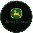 Open Road Brands Embossed Tin Sign John Deere Black 12"x12"