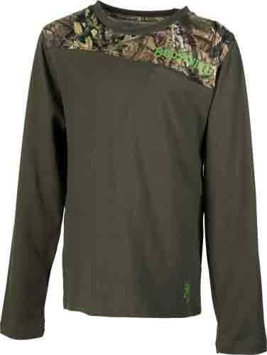 Browning Gear Youth Boxelder Long Sleeve T-Shirt Medium Forest Night With Camo