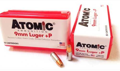 9mm Luger 50 Rounds Ammunition Atomic 124 Grain Hollow Point