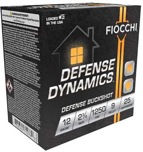 Fiocchi 12 Gauge 2.75" 1 Buck Lead Shot 9 Pellets 1250 Fps 25 Rounds