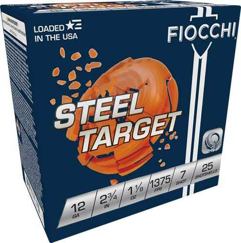 Fiocchi 12 Gauge 2.75" 1-1/8 Oz #7 Steel Shot 1375 Fps Case Lot 250 Rounds