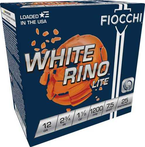 Fiocchi 12 Gauge 2.75" 1-1/8 Oz #8 Lead Shot 1200 Fps White Rino Lite 250 Rounds Case Lot