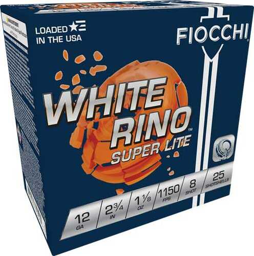 Fiocchi 12 Gauge 2.75 in #8 1150 Fps 1-1/8 Oz W.RHNO Case Lot 250 Rounds