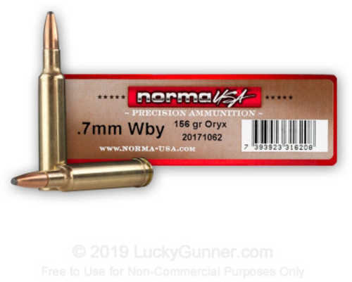 7mm Weatherby Magnum 20 Rounds Ammunition Ruag Ammotec 156 Grain Oryx