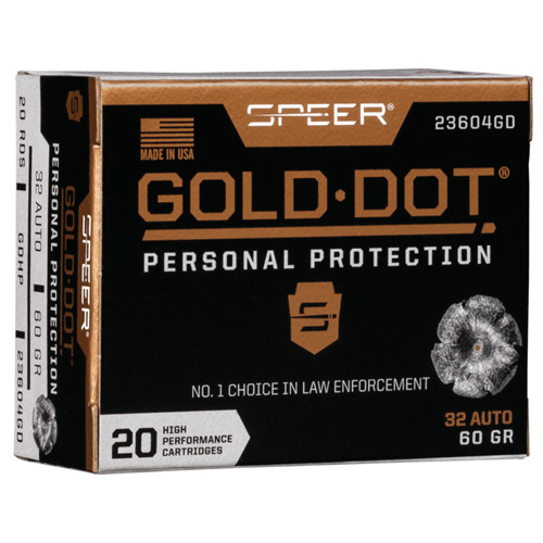 32 ACP 20 Rounds Ammunition Speer 60 Grain Hollow Point