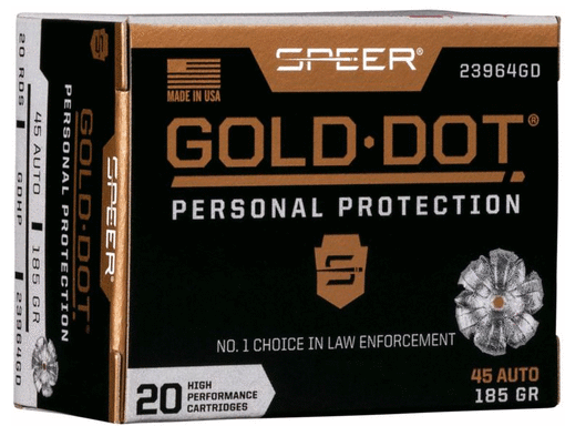 45 ACP 20 Rounds Ammunition Speer 185 Grain Hollow Point