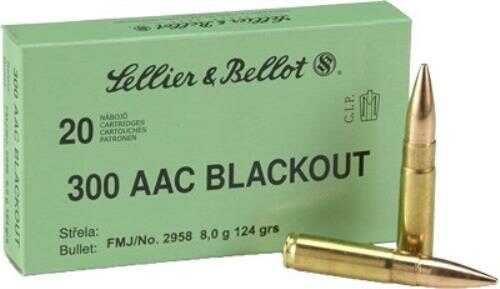 300 AAC Blackout 20 Rounds Ammunition Sellier & Bellot 124 Grain Full Metal Jacket
