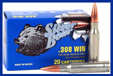 308 Winchester 20 Rounds Ammunition Bear 145 Grain Full Metal Jacket