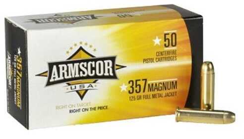357 Magnum 50 Rounds Ammunition Armscor Precision Inc 125 Grain Full Metal Jacket